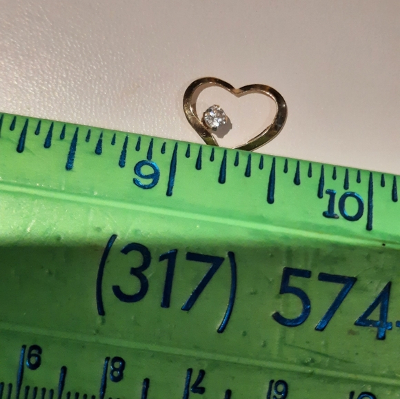 Authentic genuine solid 14K yellow gold 💛 CZ Floating open heart Pendant CHARM - Picture 3 of 6